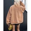 Comeon Women’s Coat Casual Lapel Fleece Fuzzy Faux Shearling Zipper Coats Warm Winter Oversized Outwear Jackets(Khaki)