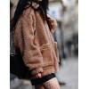 Comeon Women’s Coat Casual Lapel Fleece Fuzzy Faux Shearling Zipper Coats Warm Winter Oversized Outwear Jackets(Khaki)