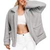 Comeon Women’s Coat Casual Lapel Fleece Fuzzy Faux Shearling Zipper Coats Warm Winter Oversized Outwear Jackets(Light Grey)