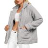 Comeon Women’s Coat Casual Lapel Fleece Fuzzy Faux Shearling Zipper Coats Warm Winter Oversized Outwear Jackets(Light Grey)
