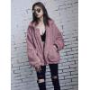 Comeon Women’s Coat Casual Lapel Fleece Fuzzy Faux Shearling Zipper Coats Warm Winter Oversized Outwear Jackets(Purple)