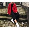 Comeon Women’s Coat Casual Lapel Fleece Fuzzy Faux Shearling Zipper Coats Warm Winter Oversized Outwear Jackets(Red)