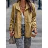 Comeon Womens Fleece Jacket Casual Long Sleeve Button Down Lapel Pocket Sherpa Fuzzy Shacket Outerwear Coat