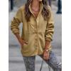 Comeon Womens Fleece Jacket Casual Long Sleeve Button Down Lapel Pocket Sherpa Fuzzy Shacket Outerwear Coat