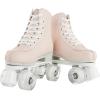 Comeon Women’s High-top Roller Skates – PU Leather Indoor/Outdoor Four-Wheel Skates(Light Pink with Flash Wheel)