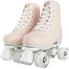 Comeon Women’s High-top Roller Skates – PU Leather Indoor/Outdoor Four-Wheel Skates(Light Pink with Flash Wheel)
