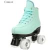 Comeon Women’s High-top Roller Skates – PU Leather Indoor/Outdoor Four-Wheel Skates(green with flash wheel)