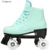 Comeon Women’s High-top Roller Skates – PU Leather Indoor/Outdoor Four-Wheel Skates(green with flash wheel)