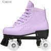 Comeon Women’s High-top Roller Skates – PU Leather Indoor/Outdoor Four-Wheel Skates(purple with flash wheel)