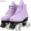 Comeon Women’s High-top Roller Skates – PU Leather Indoor/Outdoor Four-Wheel Skates(purple with flash wheel)
