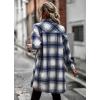 Comeon Womens Plaid Shacket Jacket Casual Flannel Button Pocket Lapel Wool Blend Tartan Trench Pea Coat