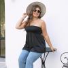 Comeon Women’s Plus Size Tube Tops Strapless Blouse Pleated Sleeveless Stretchy Sleeveless Flare Hem Tube(Black)