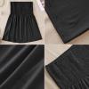 Comeon Women’s Plus Size Tube Tops Strapless Blouse Pleated Sleeveless Stretchy Sleeveless Flare Hem Tube(Black)