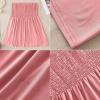 Comeon Women’s Plus Size Tube Tops Strapless Blouse Pleated Sleeveless Stretchy Sleeveless Flare Hem Tube(Pink)