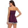 Comeon Women’s Strapless Sleeveless Tube Tops Pleated Stretch Tunic Tanks Summer Blouse Cami Shirt(Dark Purple)