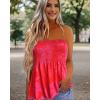 Comeon Women’s Strapless Sleeveless Tube Tops Pleated Stretch Tunic Tanks Summer Blouse Cami Shirt(Hot Pink)