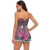 Comeon Women’s Strapless Sleeveless Tube Tops Pleated Stretch Tunic Tanks Summer Blouse Cami Shirt(Pink Grid)