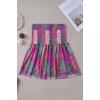 Comeon Women’s Strapless Sleeveless Tube Tops Pleated Stretch Tunic Tanks Summer Blouse Cami Shirt(Pink Grid)