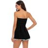 Comeon Women’s Strapless Sleeveless Tube Tops Pleated Stretch Tunic Tanks Summer Blouse Cami Shirt(Swissdot Black)