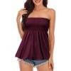 Womens Tube Top Strapless Shirt Blouse Pleated Sleeveless Stretchy Tunic Crop Tanks Tops (Dark Purple,L)