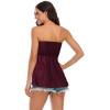 Womens Tube Top Strapless Shirt Blouse Pleated Sleeveless Stretchy Tunic Crop Tanks Tops (Dark Purple,L)