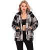 Comeon Women’s Coat Casual Lapel Fleece Fuzzy Faux Shearling Zipper Coats Warm Winter Oversized Outwear Jackets(Black Plaid)
