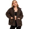 Comeon Women’s Coat Casual Lapel Fleece Fuzzy Faux Shearling Zipper Coats Warm Winter Oversized Outwear Jackets(Brown)