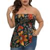 Comeon Women’s Plus Size Tube Tops Strapless Blouse Pleated Sleeveless Stretchy Sleeveless Flare Hem Tube(Plus2)