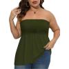 Comeon Women’s Plus Size Tube Tops Strapless Blouse Pleated Sleeveless(Plus Army Green)