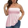 Comeon Women’s Plus Size Tube Tops Strapless Blouse Pleated Sleeveless(Plus Light Pink)