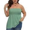 Comeon Women’s Plus Size Tube Tops Strapless Blouse Pleated Sleeveless(Plus Pea Green)
