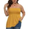 Comeon Women’s Plus Size Tube Tops Strapless Blouse Pleated Sleeveless(Plus Yellow)