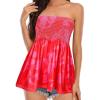 Comeon Women’s Strapless Sleeveless Tube Tops Pleated Stretch Tunic Tanks Summer Blouse Cami Shirt(Hot Pink)