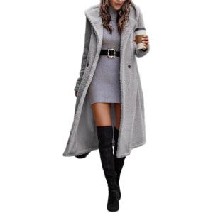 Comeon Women Warm Long Sleeve Parka Faux Fur Coat Overcoat Fluffy Top Jacket