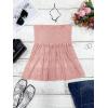 Comeon Women’s Plus Size Tube Tops Strapless Stretchy Bandeau Sheer Lace Flare Hem(Pink)