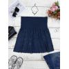 Comeon Women’s Plus Size Tube Tops Strapless Stretchy Bandeau Sheer Lace Flare Hem(Purplish Blue)