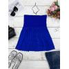 Comeon Women’s Plus Size Tube Tops Strapless Stretchy Bandeau Sheer Lace Flare Hem(Royal Blue)