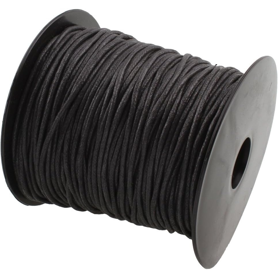 image:imageComeon 2mm 80Yards Waxed Thread Cotton Cord Plastic Spool String Strap Necklace Rope Bead for Necklace Bracelet DIY Making Black