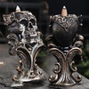 Comeon Backflow Incense Holder Skull Waterfall Incense Burner, Silver(Gold)