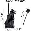 Comeon Ceramic Dog White Toilet Brush and Holder Set, Plastic Handle(Black)