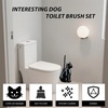 Comeon Ceramic Dog White Toilet Brush and Holder Set, Plastic Handle(Black)
