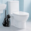 Comeon Ceramic Dog White Toilet Brush and Holder Set, Plastic Handle(Black)