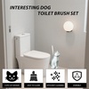 Comeon Ceramic Dog White Toilet Brush and Holder Set, Plastic Handle(White)