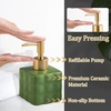 Comeon Hand Soap Dispenser Ceramic Lotion Pump Bottle 7.44 FL OZ White(Green)