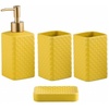 Bathroom Accessories Set Ceramic Soap Dispenser Toothbrush Holder Bathroom Tumbler Soap Dish Bathroom Decor Vibrant Modern Bathroom Set (Yellow 4-Piece Suit)