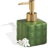 Comeon Hand Soap Dispenser Ceramic Lotion Pump Bottle 7.44 FL OZ White(Green)