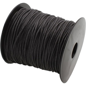 Comeon 2mm 80Yards Waxed Thread Cotton Cord Plastic Spool String Strap Necklace Rope Bead for Necklace Bracelet DIY Making (Black)