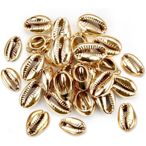 Comeon 50pcs Golden Electroplated Cowrie Shell Beads Natural Seashells
