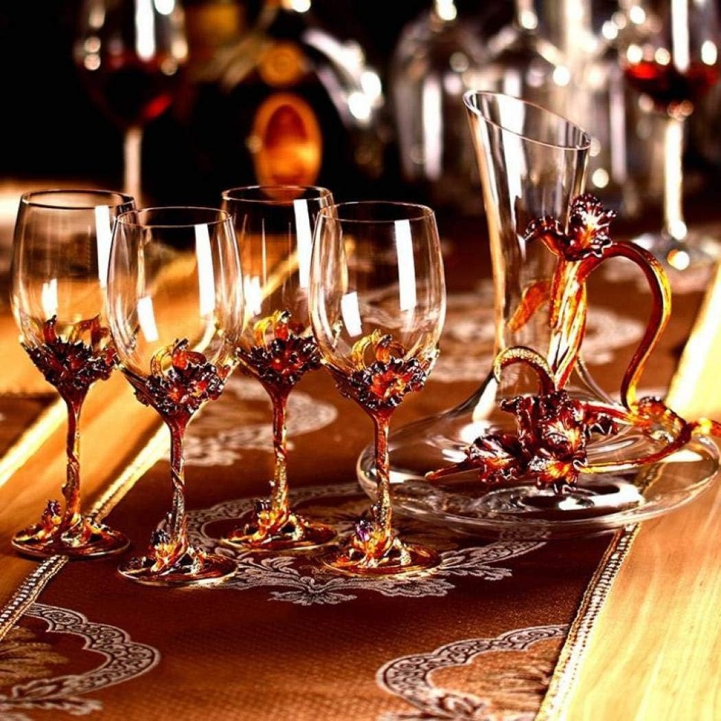 image:imageComeon Flower Wine Glasses Hand Painted Wine Glasses Pink 2 SetGolden 2 set gift box