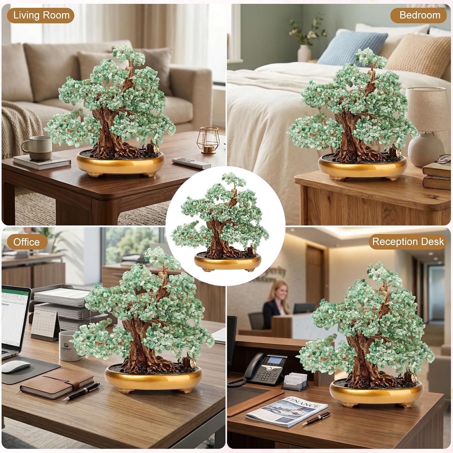 image:imageComeon Large Feng Shui Money Tree Green Crystal Quartz Lucky Gem TreeAventurine